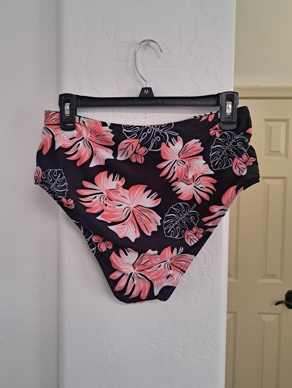 RELLECIGA Black & Pink High-Waist Tropical Floral Print Bikini Bottoms Sz Large - Picture 9 of 10